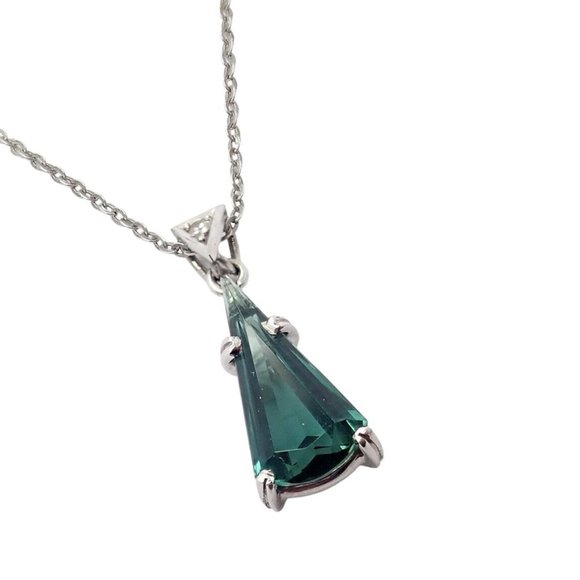 Rare! Authentic H. Stern 18k White Gold Diamond Blue Green Tourmaline Necklace - Picture 6 of 9